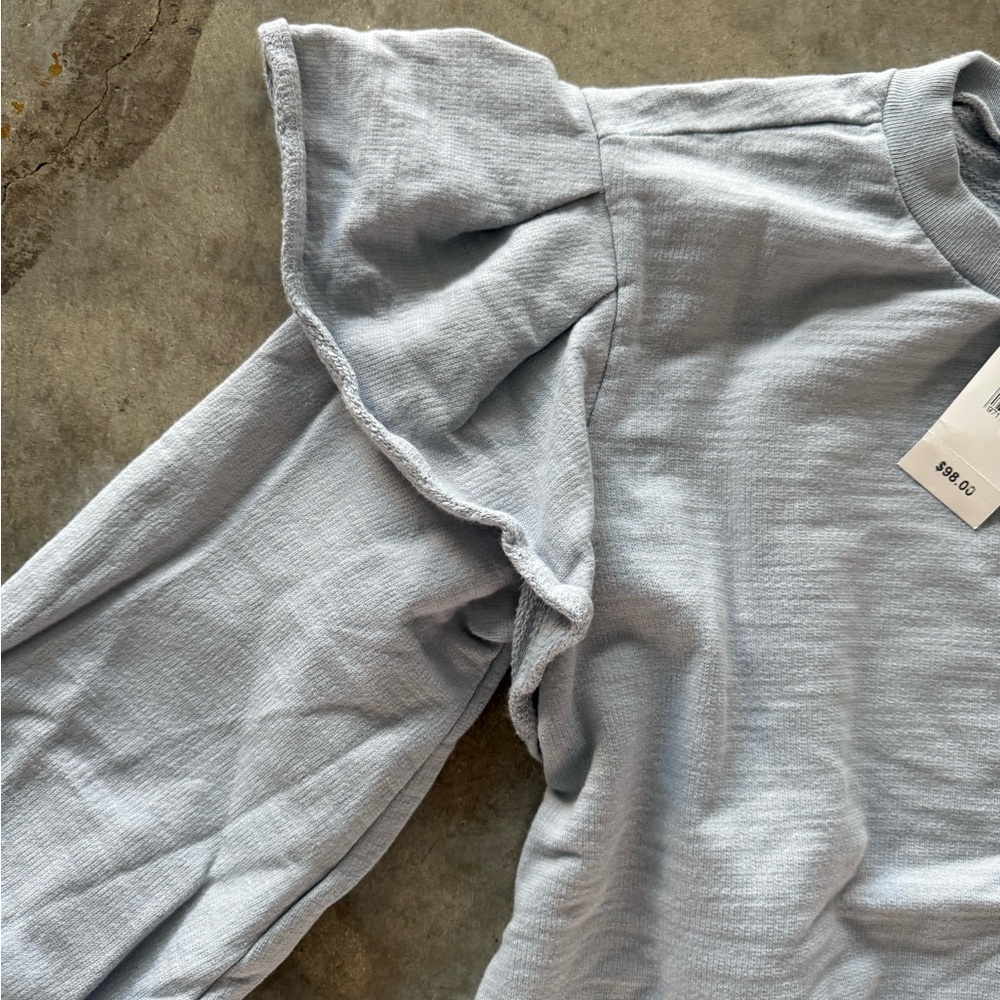 Light Blue Ruffle Shoulder Sweatshirt - Picture 3 of 5